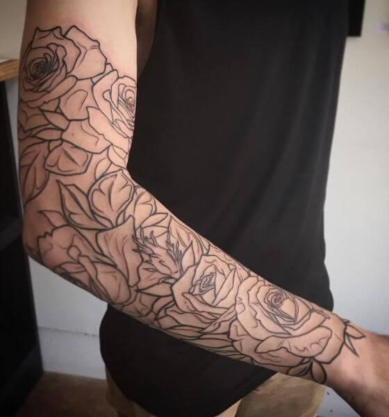 Outline Sleeve Tattoo Designs