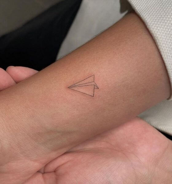 Paper Plane Outline Tattoo