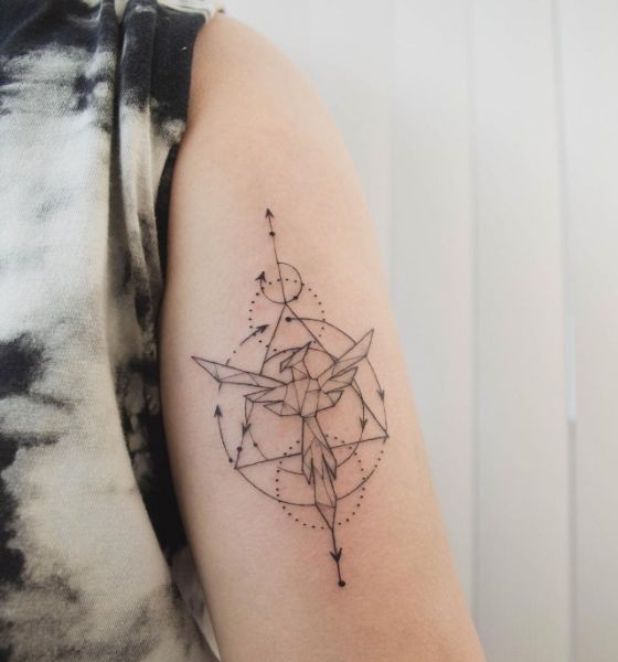 Phoenix Geometric Tattoo on Shoulder