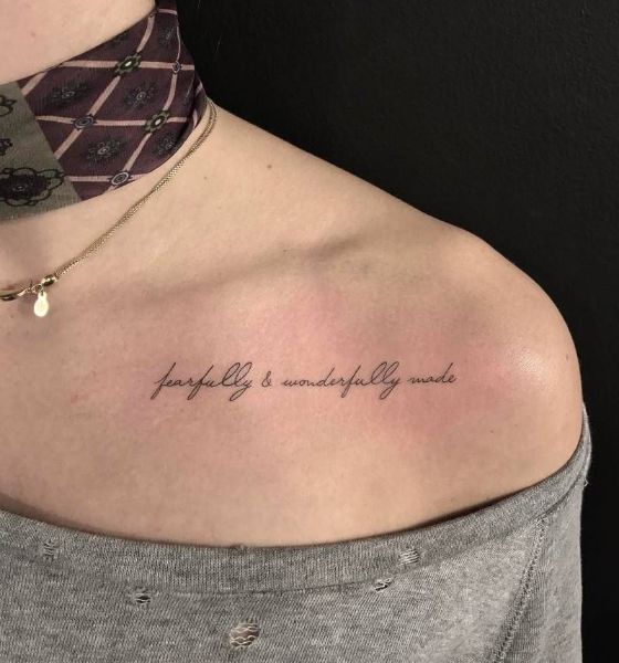 Quote Tattoo on Collarbone