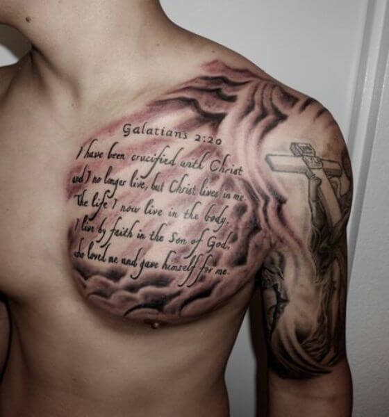 Quote and Cross Memorial Tattoo