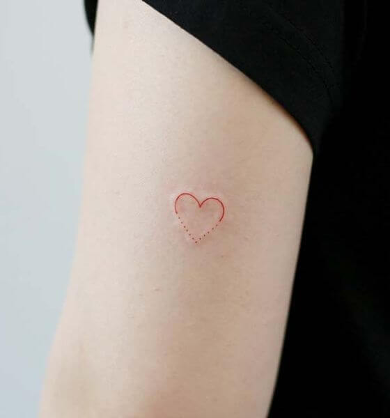 Red Heart Outline Tattoo
