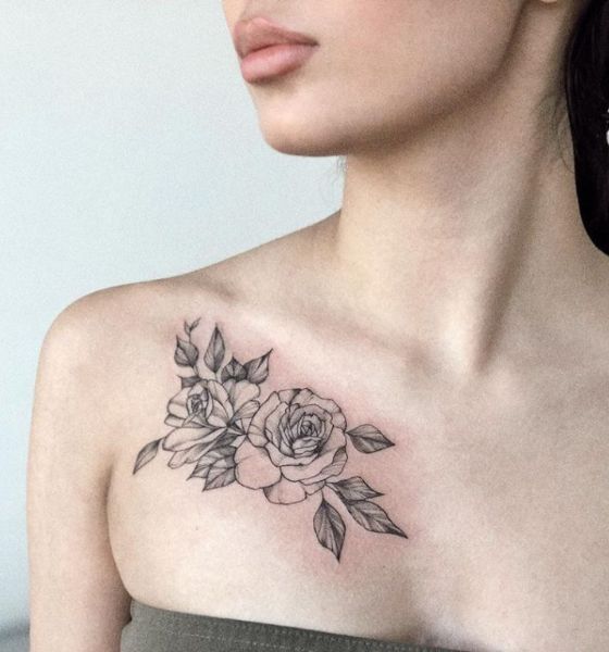 Rose Tattoo on Collar Bone