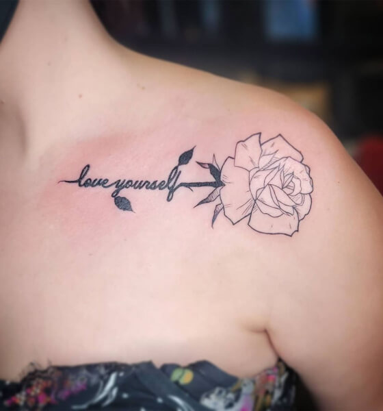 Rose Tattoo on Collarbone