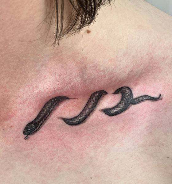 Snake Tattoo on Collarbone