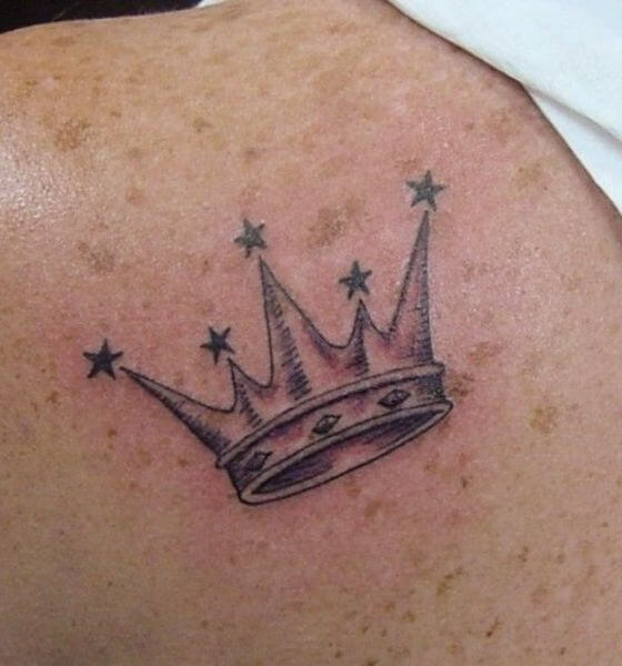 Stars and Crown Tattoo Design on Back