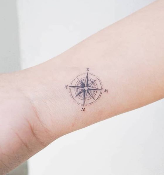 Tiny Compass Tattoo on Wrist
