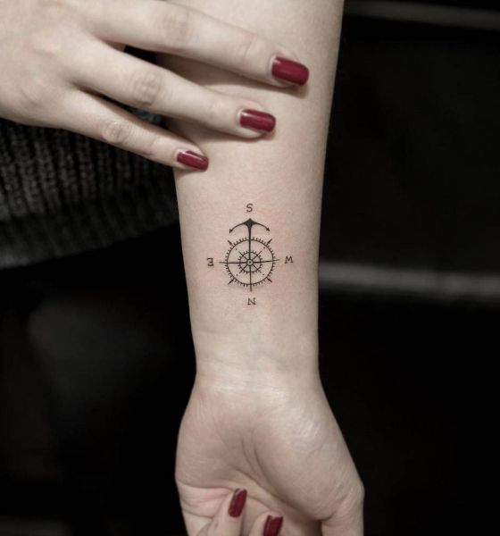 Tiny Compass Tattoo