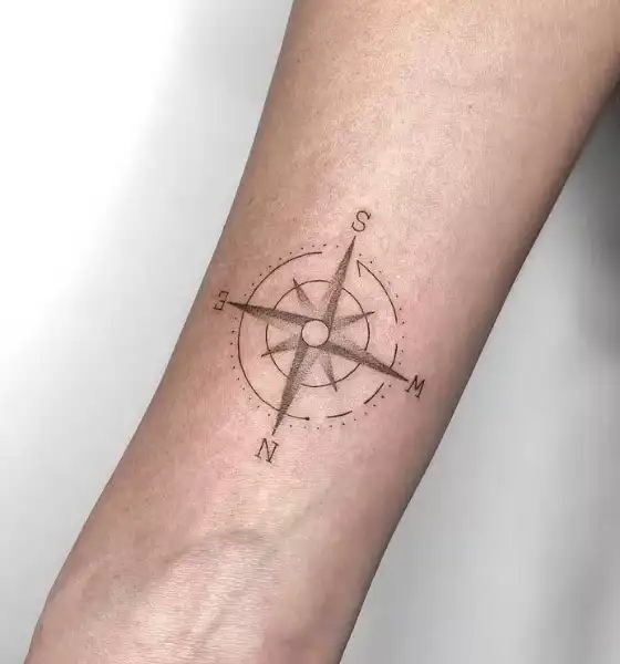 Tiny Compass Tattoo