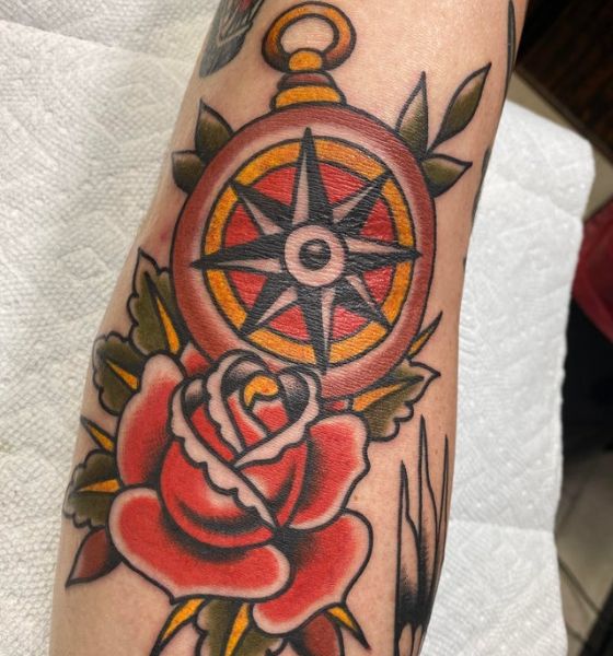 Traditional American Compass Tattoo