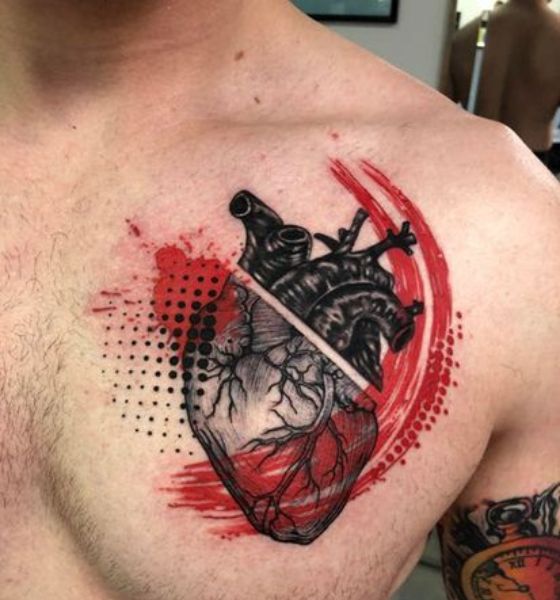 Trash Polka Tattoo on Chest