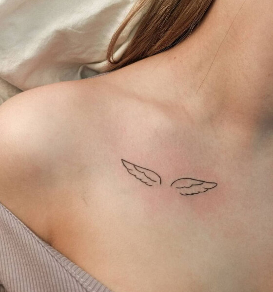 Wing Tattoo on Collarbone