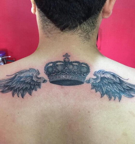 Wings and Crown Tattoo Design