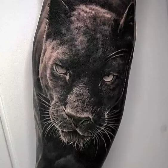 realistic black panther tattoo