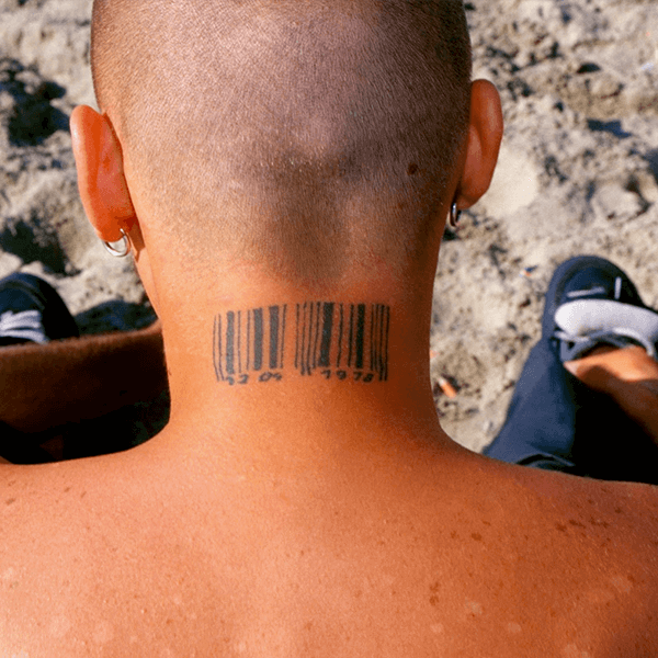 Barcode Neck Tattoo