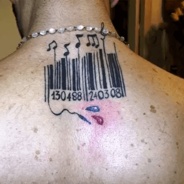 Barcode Tattoo With Musical Symbol