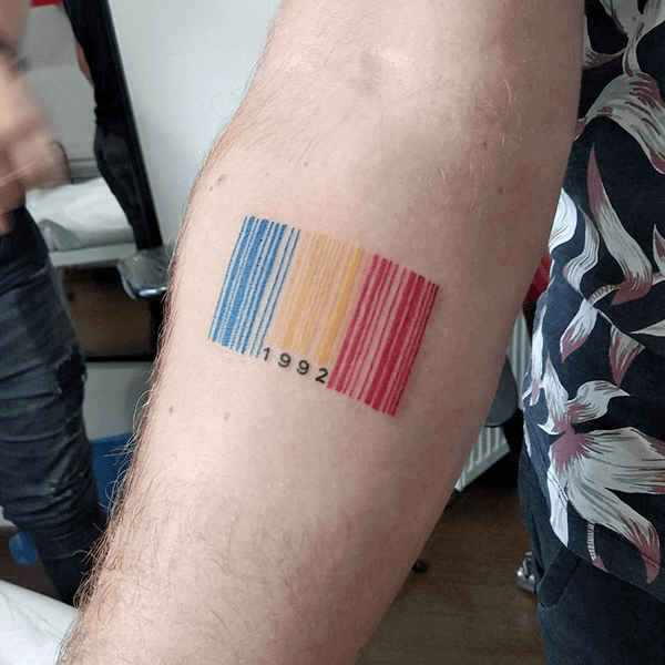 Barcode in a Rainbow Colors Tattoo