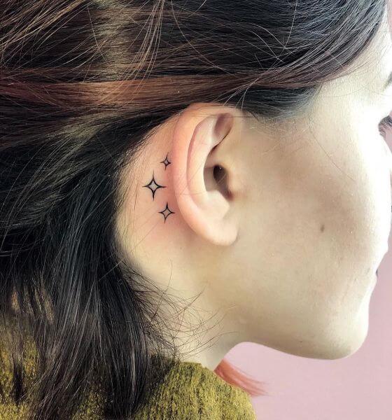 Behind the Ear Temporary Glittering Small Stars Tattoo 