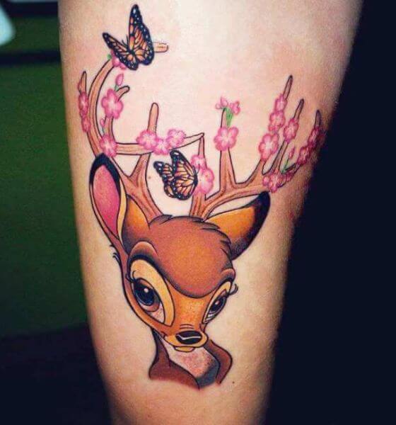 Deer and Butterfly Tattoo