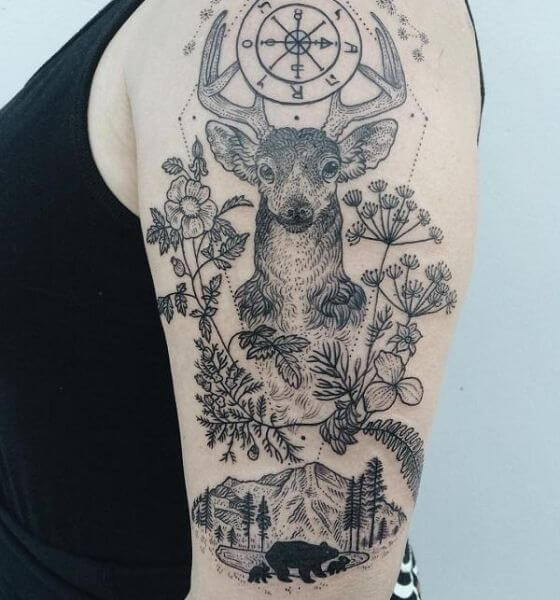 Fancy Deer Tattoo Design