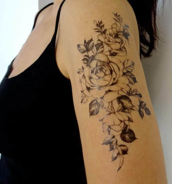 Large Rose Temporary Tattoo on Sleeve