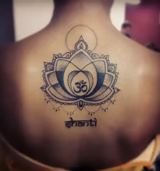 Om Shanti Spiritual Tattoo on Back