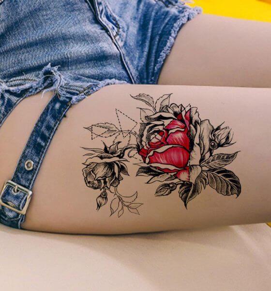 Pencil Rose Temporary Tattoo