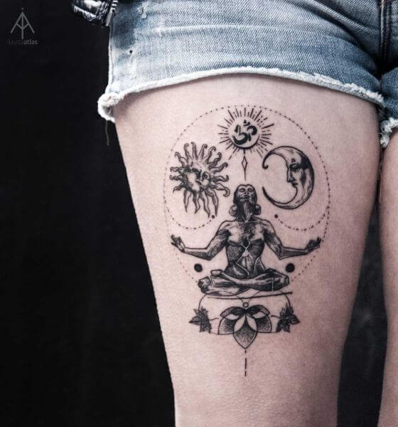Spiritual Tattoo on Thigh
