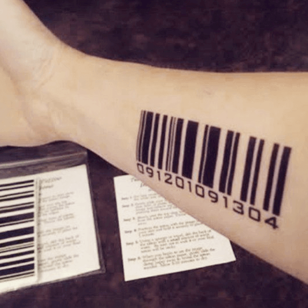 Tattoos with UPC Barcodes on Frons