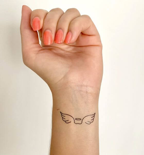 Temporary Angel Wing Tattoo on Wrist