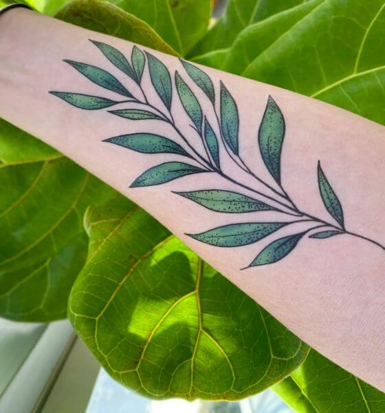 Temporary Large Leaf Tattoo