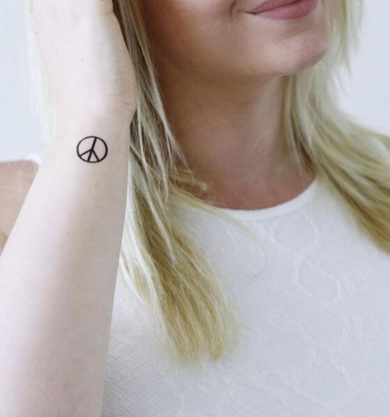 Temporary Peace Symbol Tattoo on Wrist