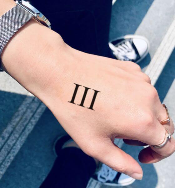 Temporary Roman Numerals Tattoo on Hand