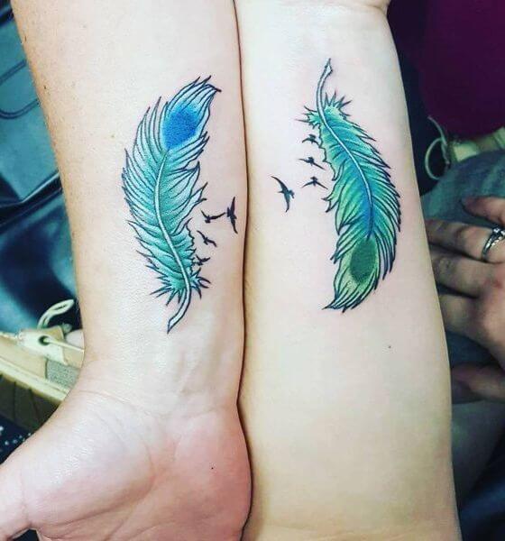 Temporary Twin feather Tattoo Designs