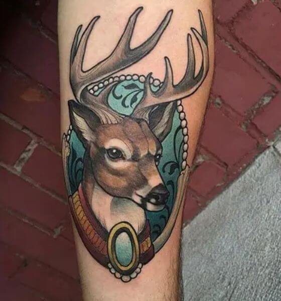 Traditional Deer Tattoo Design