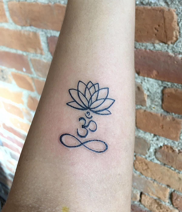 Lotus Om Tattoo on hand