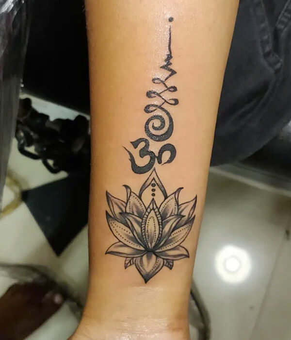 Lotus with Om Tattoo Designs