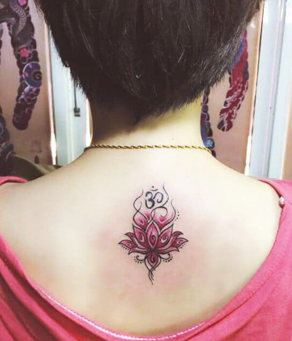 Lotus with Om Tattoo on Back