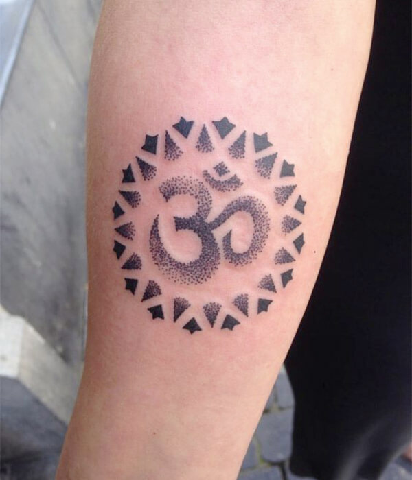 Shaded Om Symbol Tattoo