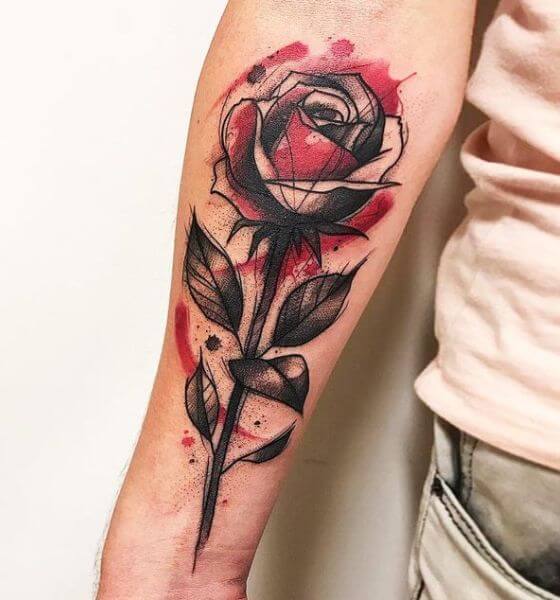 Trash Polka Flower Tattoo on Arm