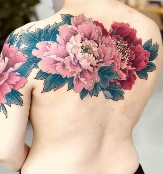 Japanese Peony Tattoo on Back