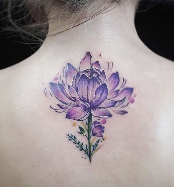 Lotus Peony Tattoo on Back