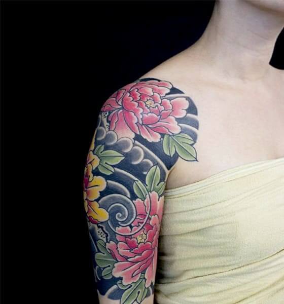 Multiple Colors Peony Tattoo