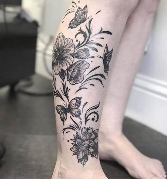 Peony Tattoo on Leg