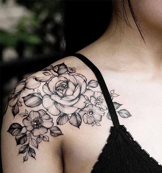 Shoulder Peony Tattoo