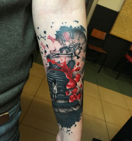 Trash Polka Arm Tattoo