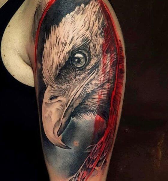 Trash Polka Eagle Neck Tattoo