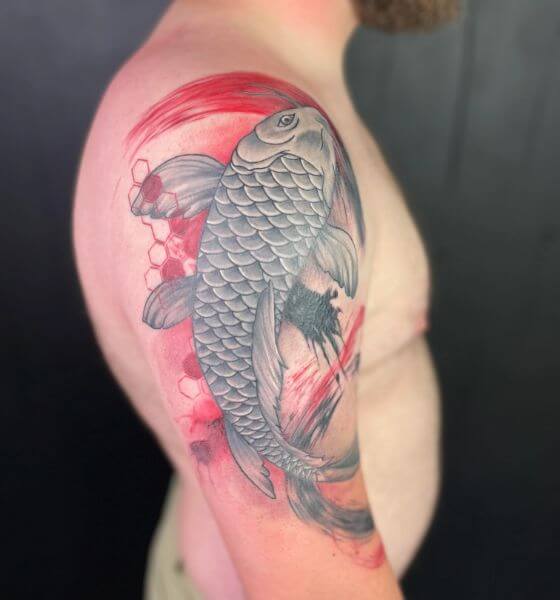 Trash Polka Koi Fish Tattoo