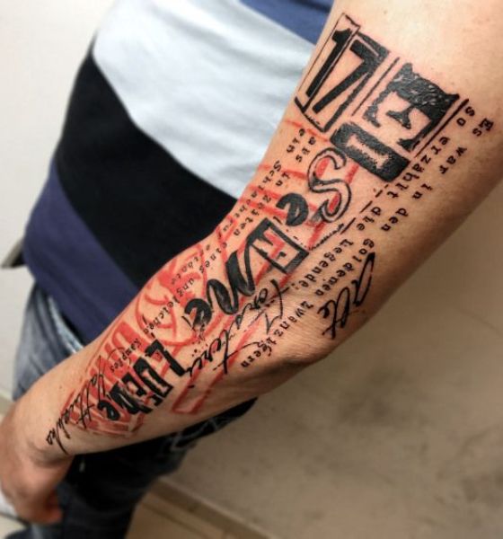 Trash Polka Lettering Tattoo