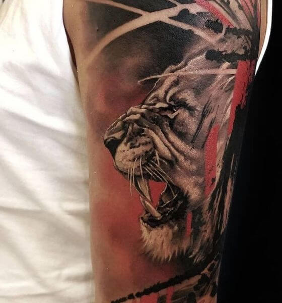 Trash Polka Lion Tattoo